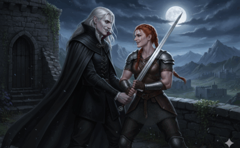 Personnages représentant Koshchey et Barbara dans Un amour de vampire