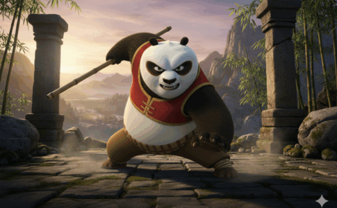 Po en position de combat