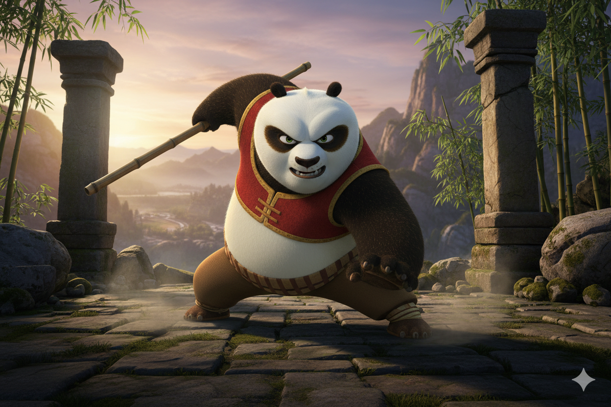 Po en position de combat