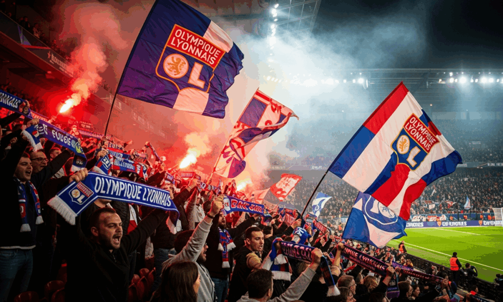 Les supporteurs de l’OL qui célèbrent le but d’Endrick