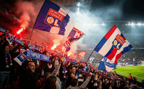 Les supporteurs de l’OL qui célèbrent le but d’Endrick