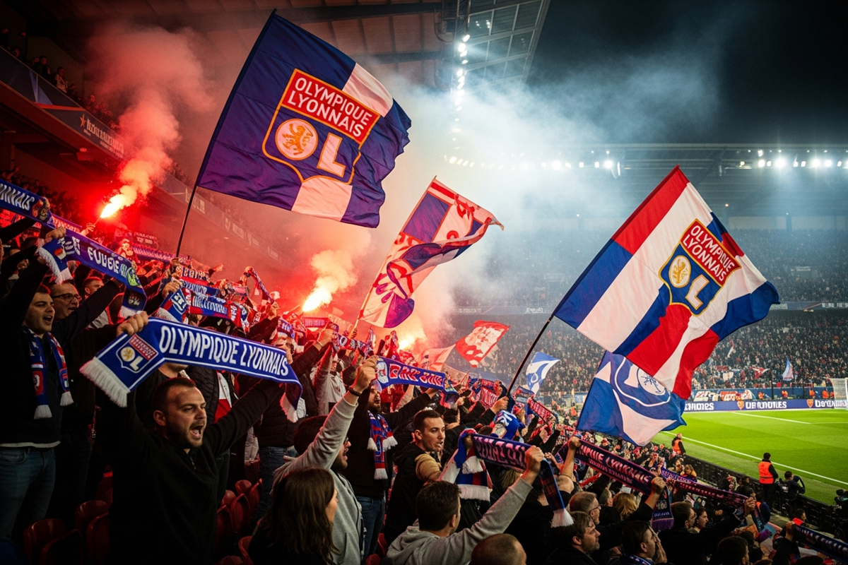 Les supporteurs de l’OL qui célèbrent le but d’Endrick