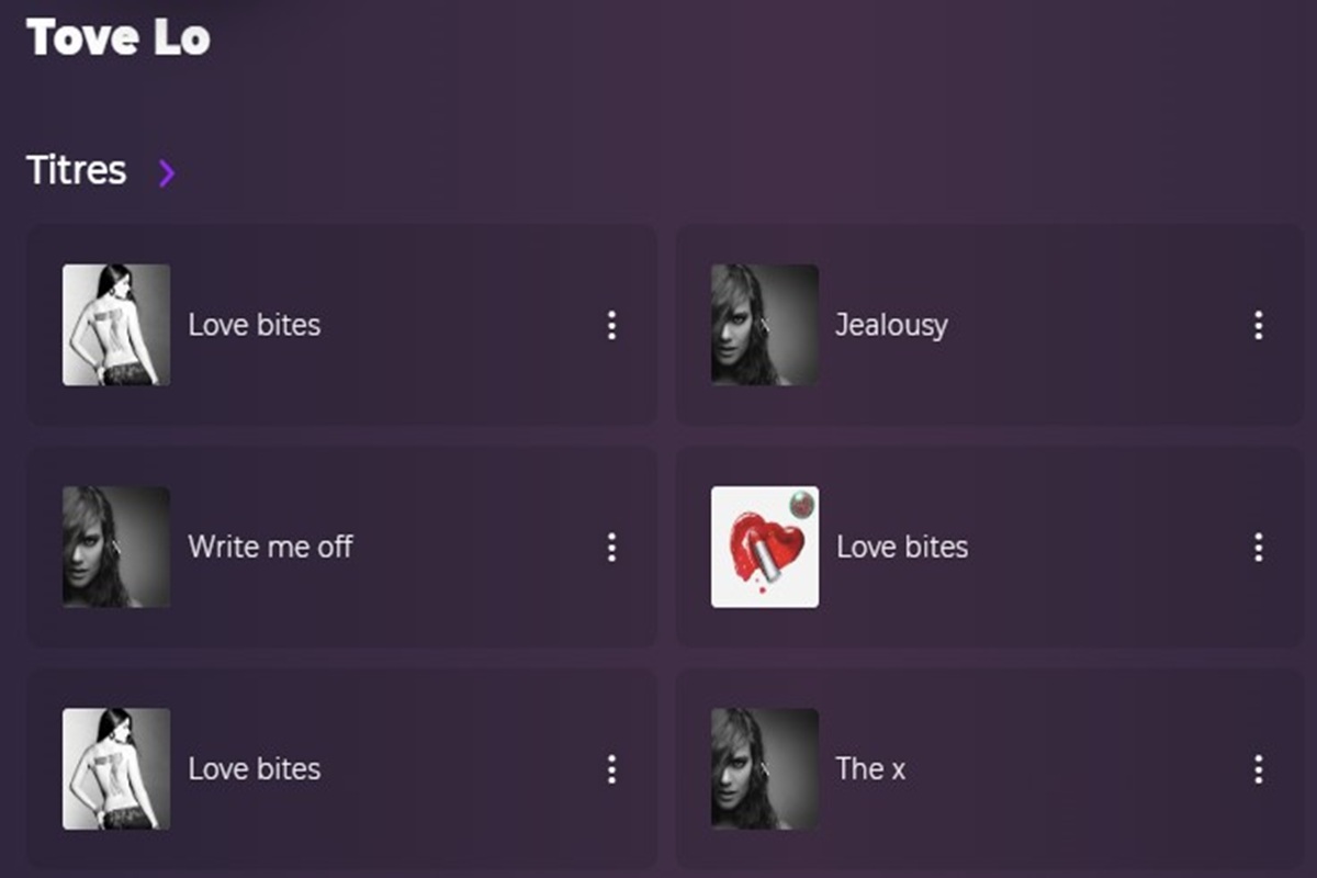Les chansons de Tove Lo sur Playup