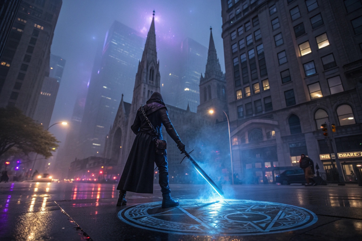 Une personne dans les ruelles sombres d’une ville