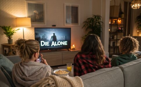 Des amis regardant le film die alone