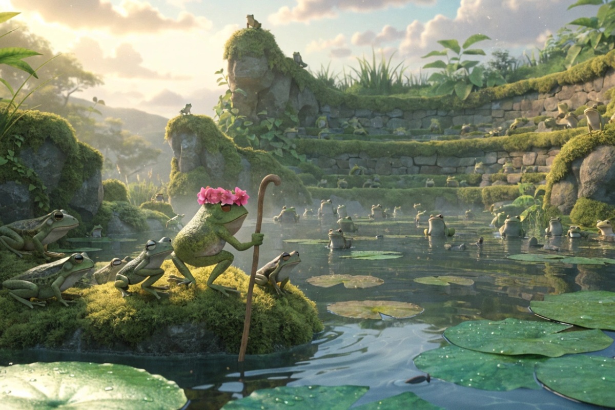 Des grenouilles dans un étang