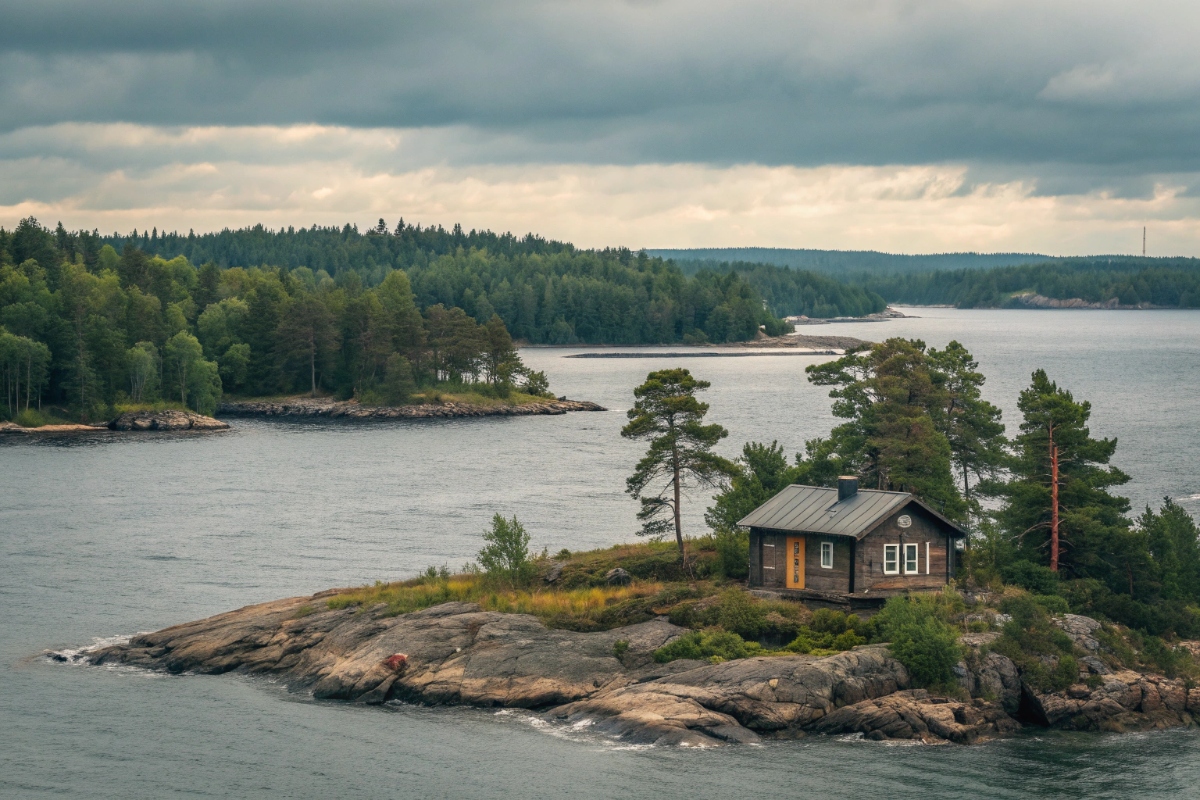 Paysage insulaire finlandais comme celui du film Maja 