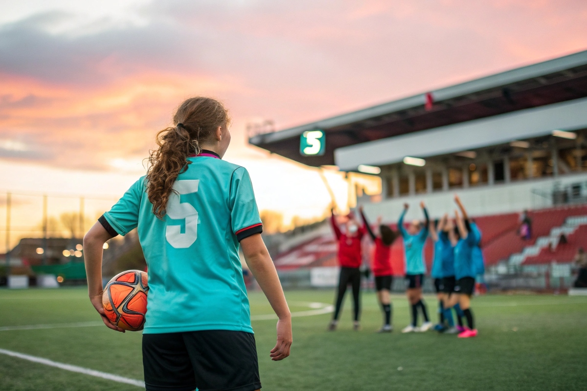 Des adolescentes sur un terrain de foot
