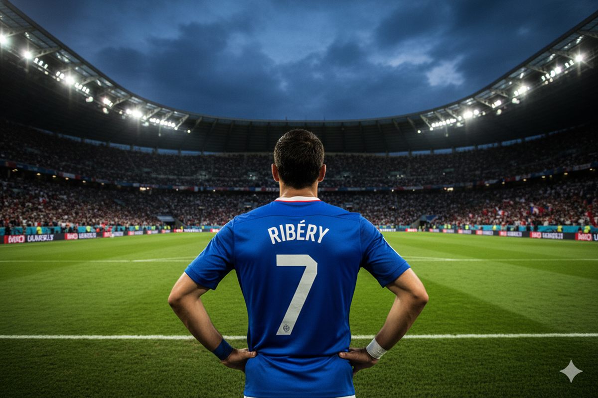 Joueur avec le maillot des Bleus de Franck Ribéry