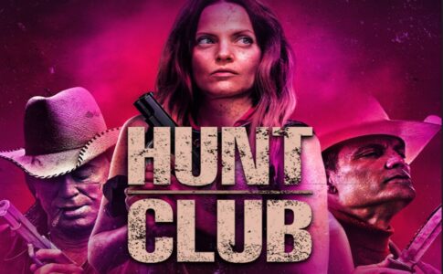 Décor sombre d’une île isolée avec silhouettes floues, illustrant un thriller sur une chasse humaine