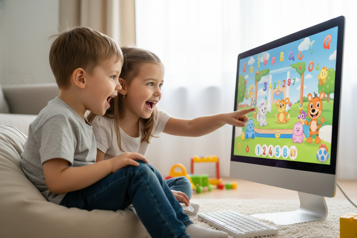 Deux enfants qui profitent des bénéfices cognitifs des jeux