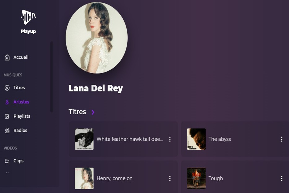 Chansons de Lana Del Rey sur Playup