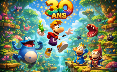 Un personnage similaire à Rayman dans la jungle