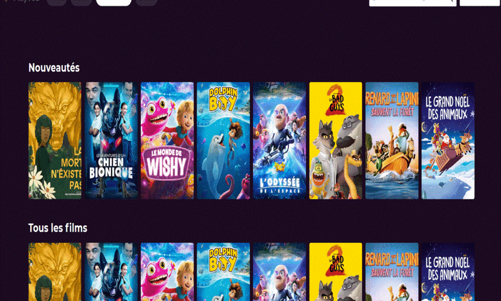 La rubrique Famille de PlayVOD