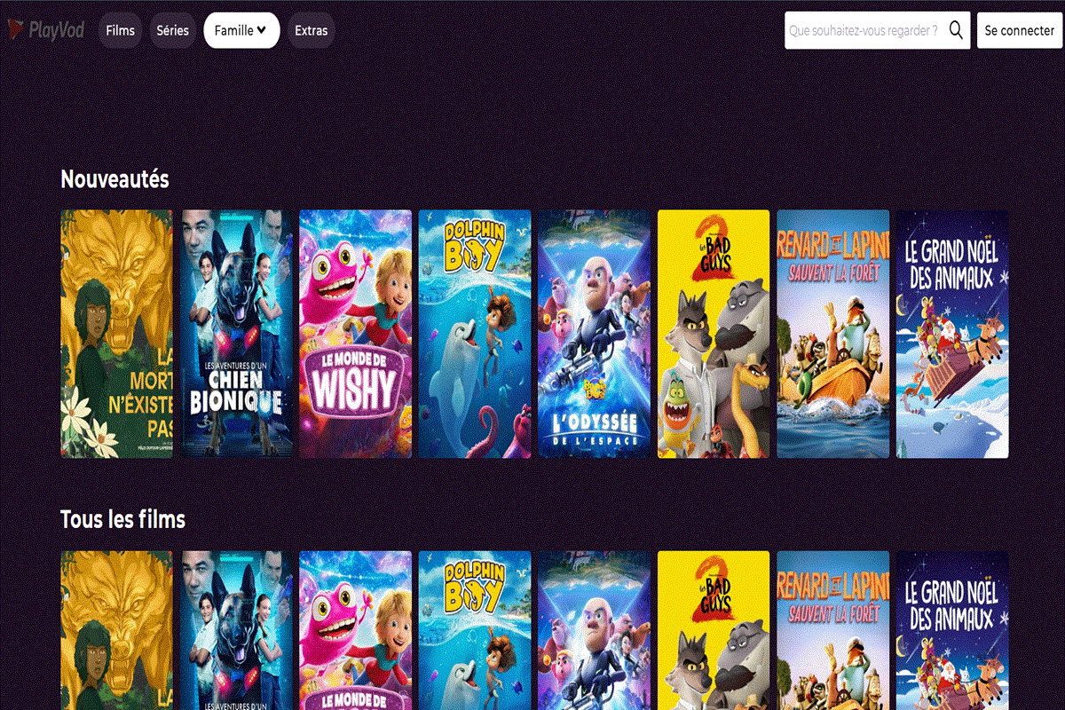 La rubrique Famille de PlayVOD