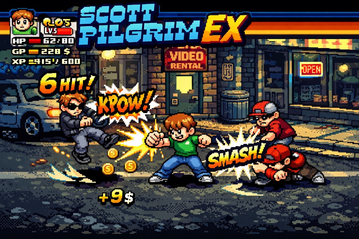 Gameplay d’un jeu de plateforme comme Scott Pilgrim Ex