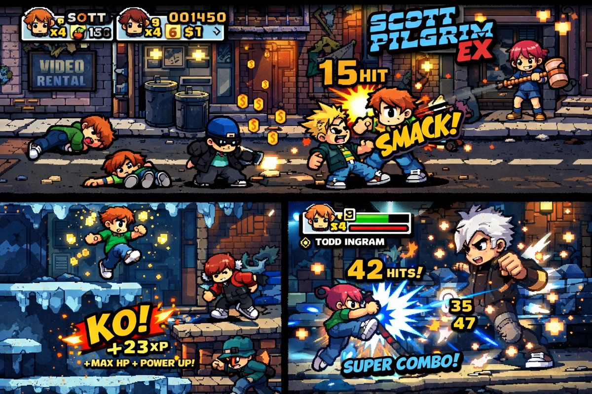 Gameplay d’un jeu de combat comme Scott Pilgrim Ex