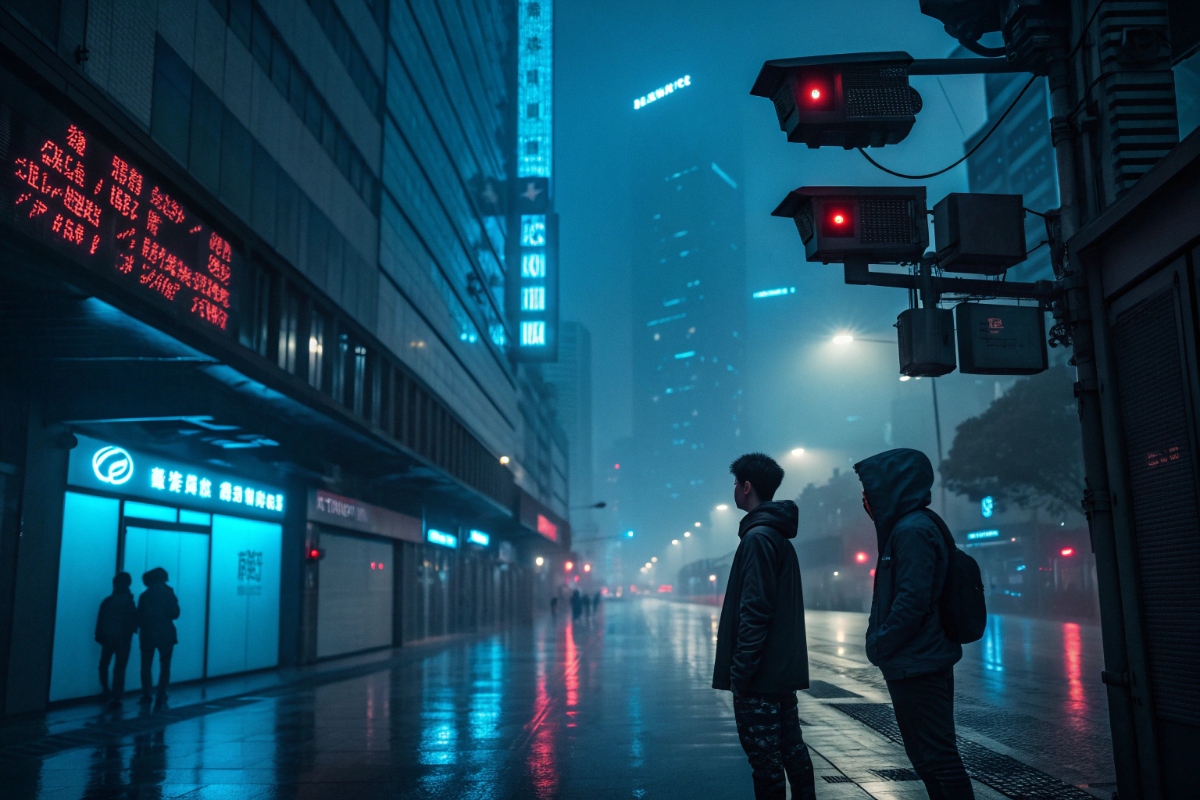 Une rue sous surveillance d'IA