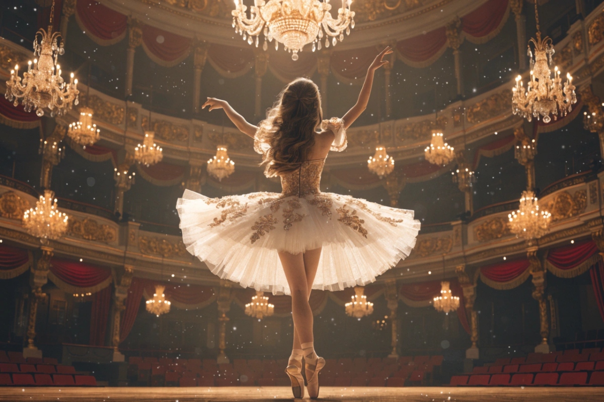 Jeune ballerine dansant dans un opéra