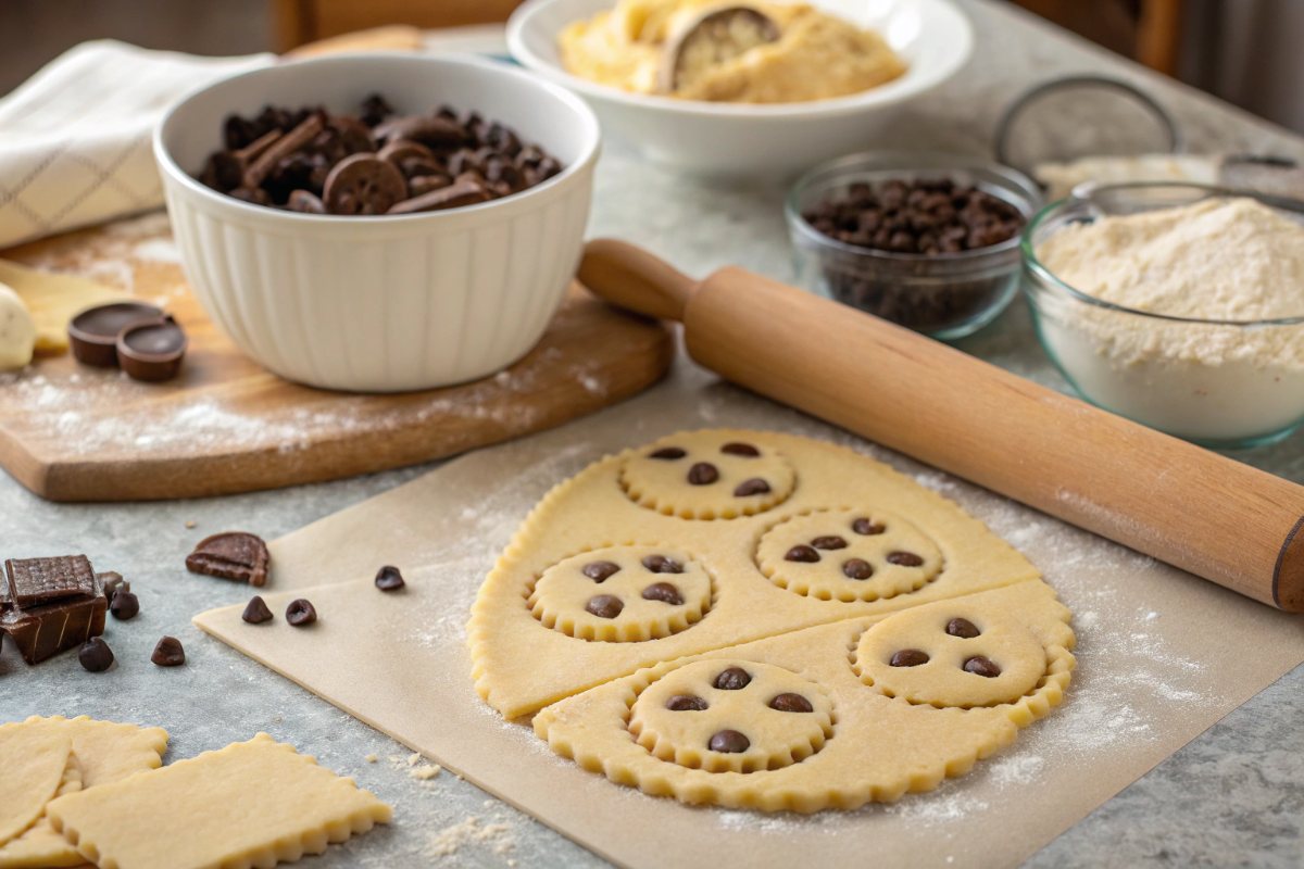 des biscuits chocolatés à l'américaine en préparation
