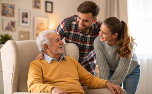 des enfants adultes qui prennent soin de leur père