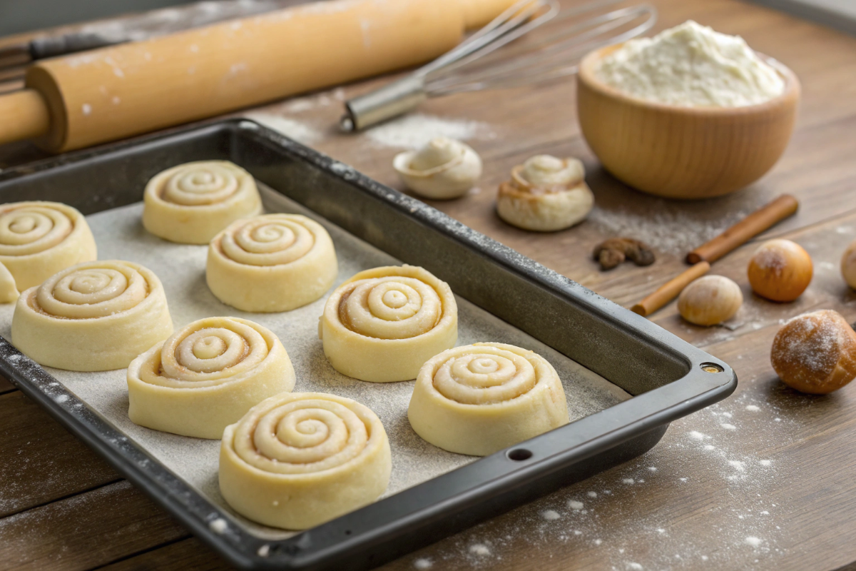 des feuilletés escargots en préparation