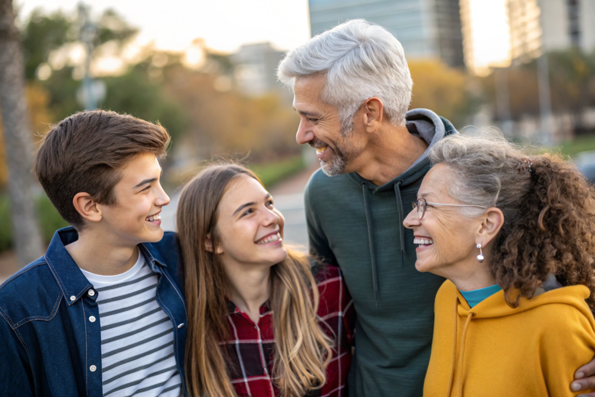 des jeunes de de la génération Z avec leurs parents