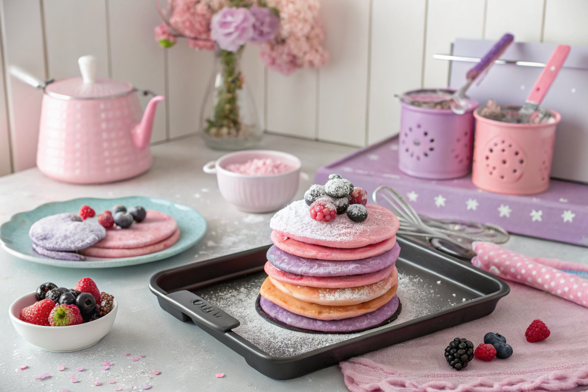des pancakes girly en préparation