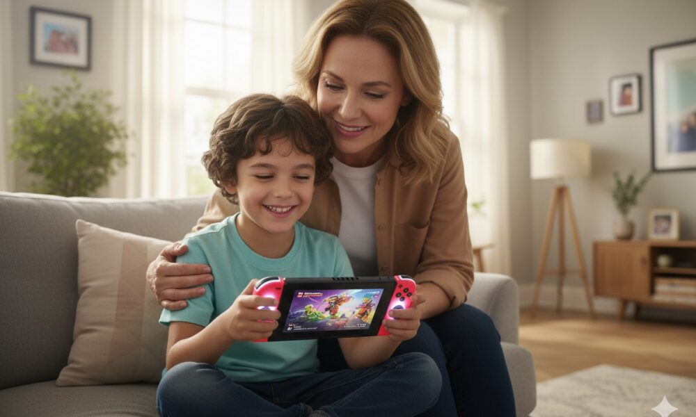 enfant jouant sur une Nintendo Switch 2
