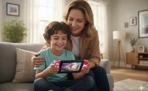 enfant jouant sur une Nintendo Switch 2