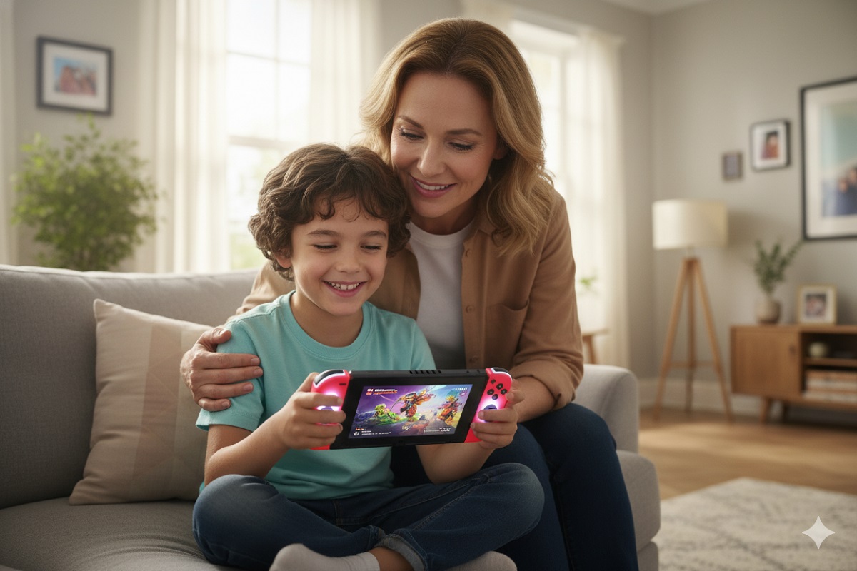 enfant jouant sur une Nintendo Switch 2