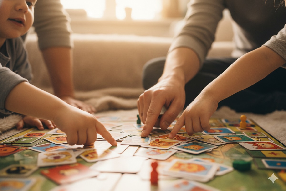 enfants de 4 ans devant des jeux de la sélection de mars