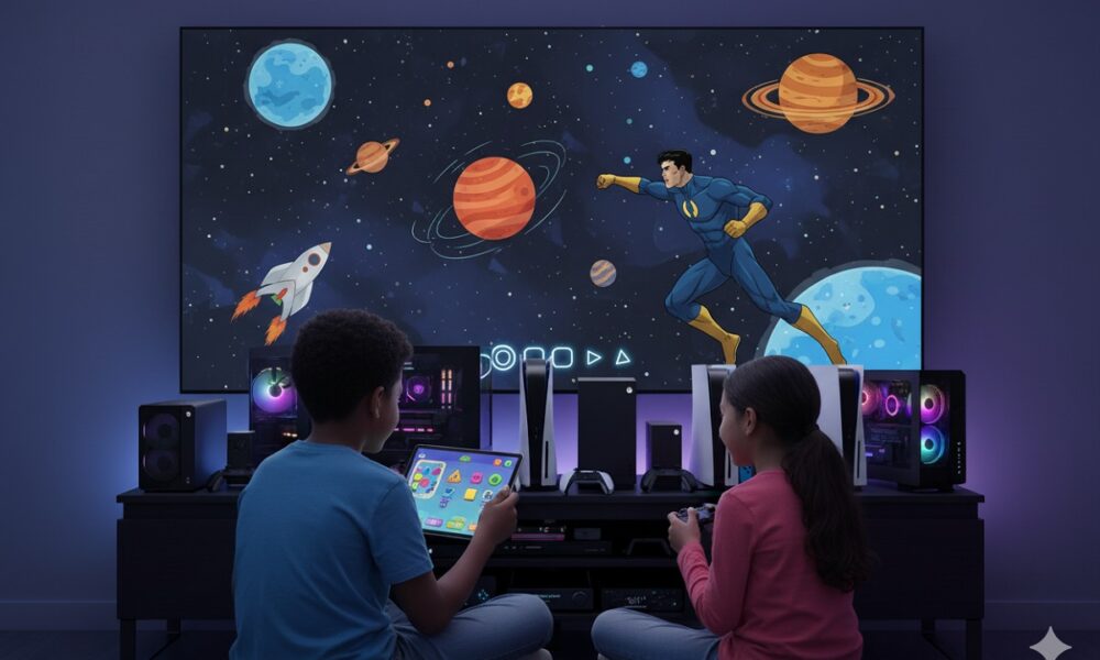 enfants jouant à des jeux éducatifs du Top 5