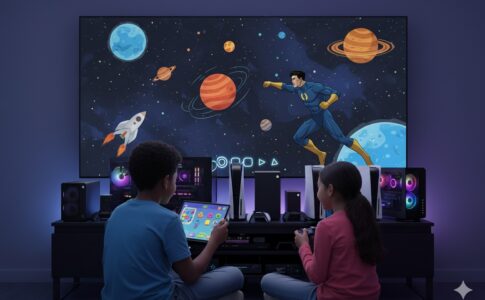 enfants jouant à des jeux éducatifs du Top 5