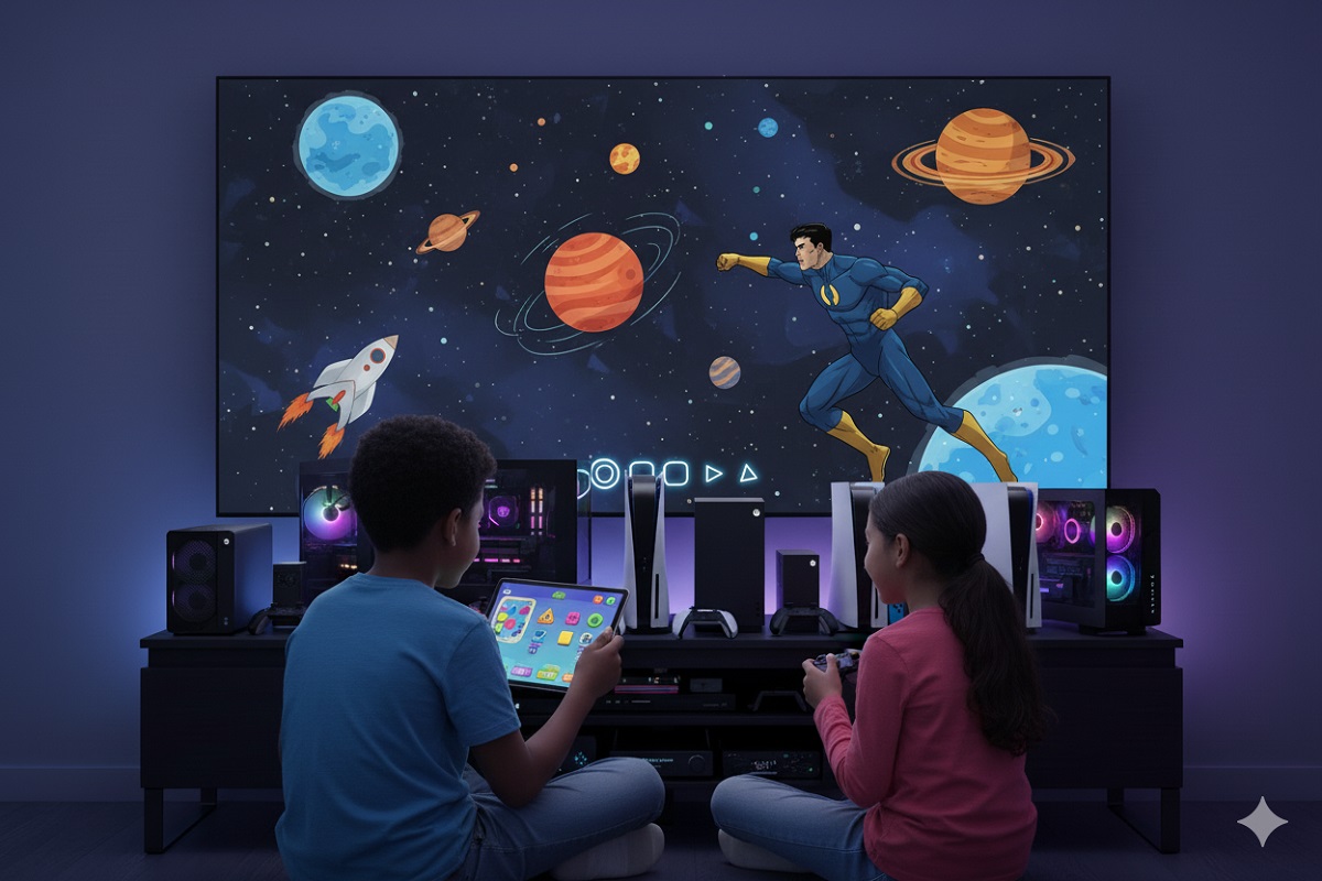 enfants jouant à des jeux éducatifs du Top 5