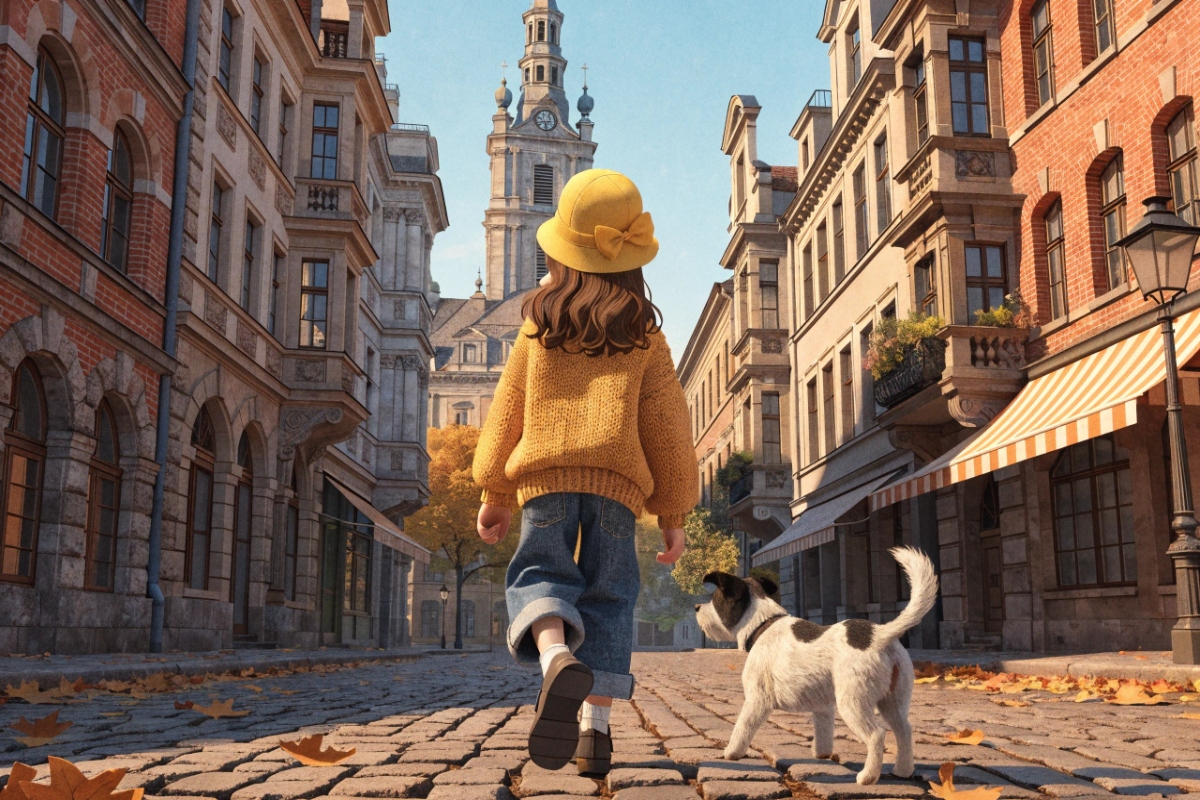 Une petite fille et son chien   