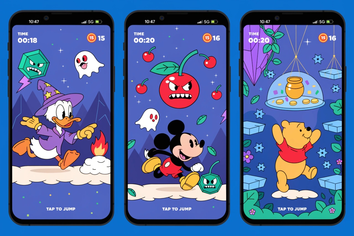Jeux mobile avec les personnages Disney