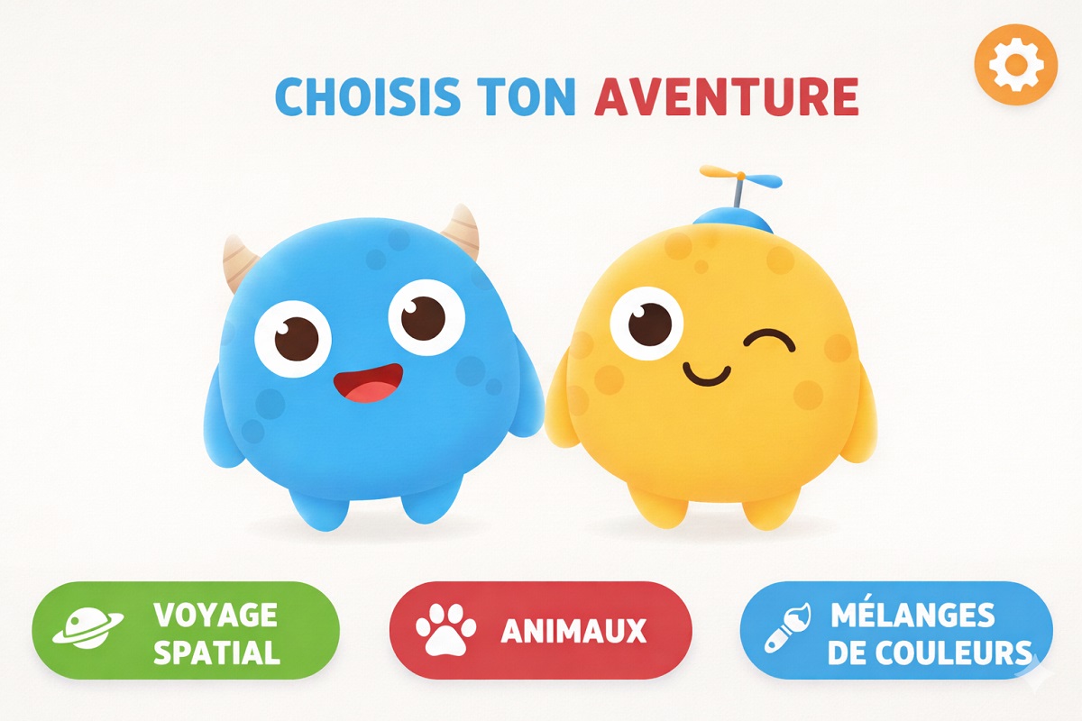 interface de jeux vidéo éducatifs pour enfants