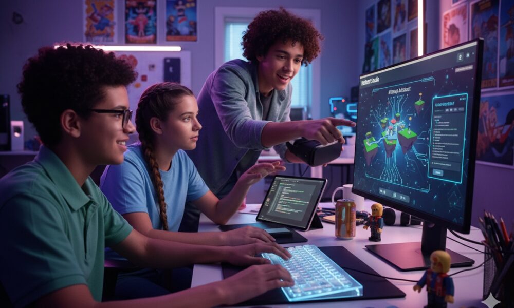 jeunes joueurs utilisant Roblox