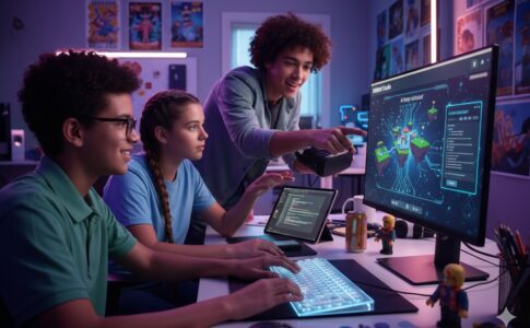 jeunes joueurs utilisant Roblox