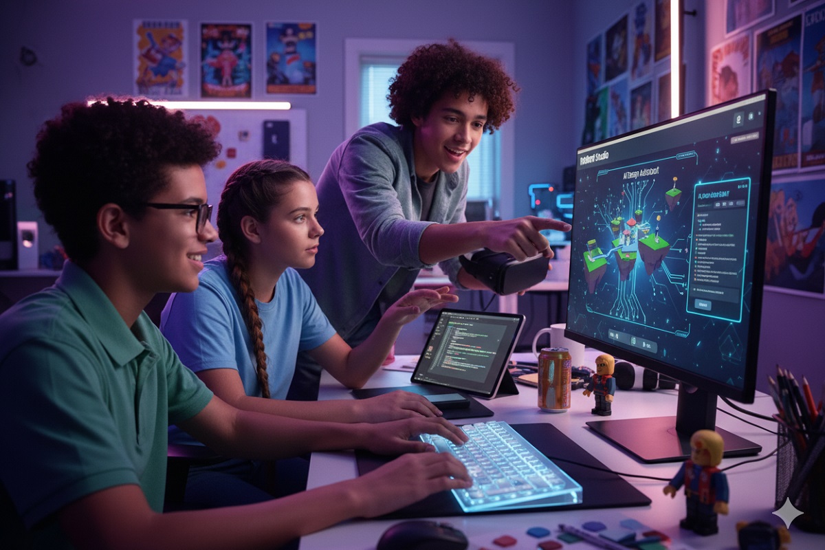 jeunes joueurs utilisant Roblox