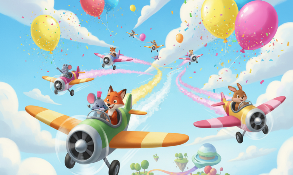 Illustration d’un jeu pour enfants comme Disney : Flight and Racing