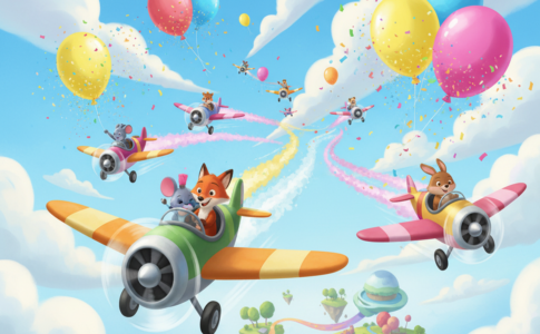 Illustration d’un jeu pour enfants comme Disney : Flight and Racing