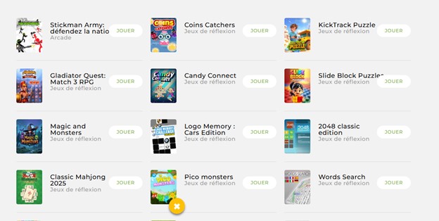 la rubrique de jeux de réflexion de Mobijeux