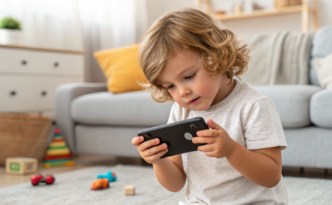 un enfant avec un téléphone portable