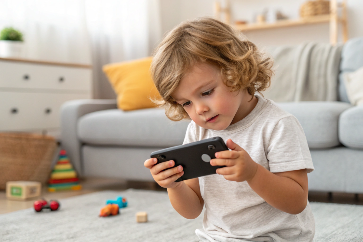 un enfant avec un téléphone portable