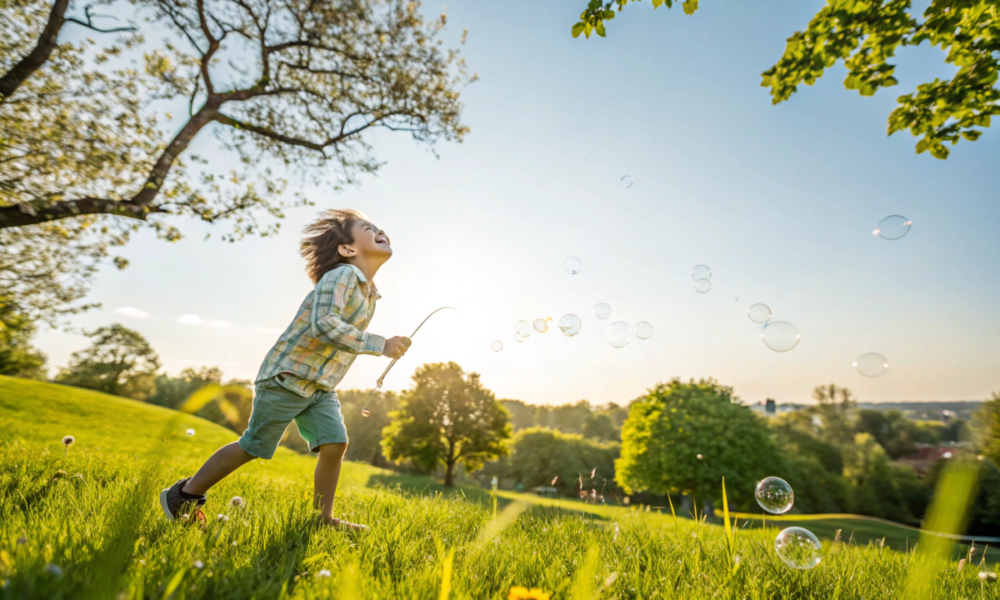 un enfant qui fait ses activités en plein air