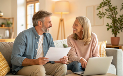 un homme qui discute des habitudes d'épargne avec sa femme