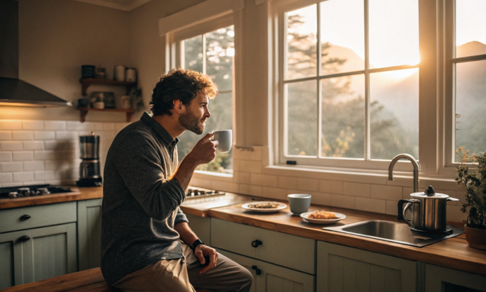 un homme qui prend un café à jeun