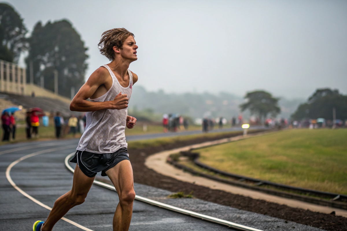 un jeune homme pendant une course longue distance